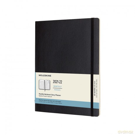 Moleskine - 18-Month Monthly Planner/Diary, Monthly Planner 2021/2022, Monthly Planner with Hard Cover and Elastic Closure, Size X-Large 19 x 25 cm, Colour Black, 128 Pages [KSIĄŻKA]