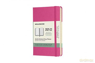 Moleskine - 18-Month Weekly Planner/Diary, Weekly Planner 2021/2022, Weekly Notebook with Hard Cover and Elastic Closure, Size Pocket 9 x 14 cm, Colour Bougainvillea Pink, 208 Pages [KSIĄŻKA]