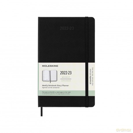 Moleskine - 18-Month Weekly Planner/Diary, Weekly Planner 2022/2023, Weekly Notebook with Hard Cover and Elastic Closure, Size Large 13 x 21 cm, Colour Black - Moleskine [KSIĄŻKA]