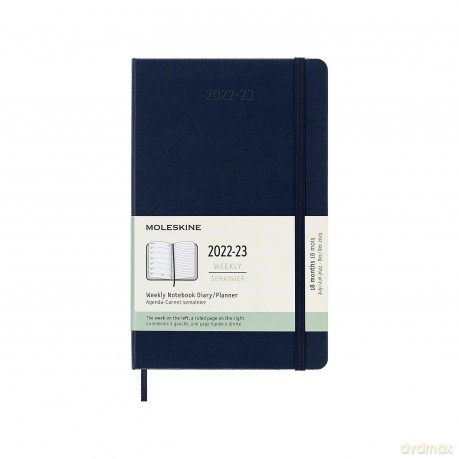Moleskine - 18-Month Weekly Planner/Diary, Weekly Planner 2022/2023, Weekly Notebook with Hard Cover and Elastic Closure, Size Large 13 x 21 cm, Colour Sapphire Blue - Moleskine [KSIĄŻKA]