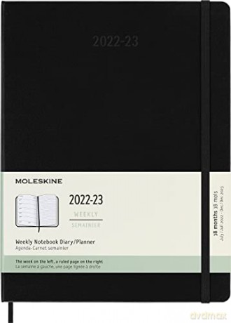 Moleskine - 18-Month Weekly Planner/Diary, Weekly Planner 2022/2023, Weekly Notebook with Hard Cover and Elastic Closure, XL Size 19 x 25 cm, Colour Black - Moleskine [KSIĄŻKA]