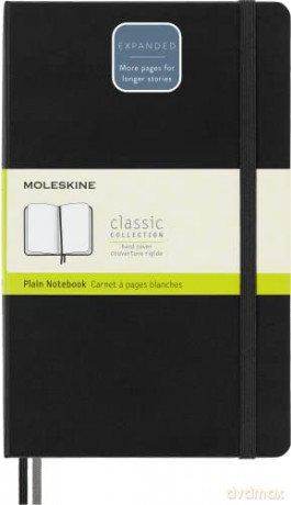 Moleskine - Classic Expanded Plain Paper Notebook - Hard Cover and Elastic Closure Journal - Color Black - Size Large 13 x 21 A5 - 400 Pages - Moleskine [KSIĄŻKA]