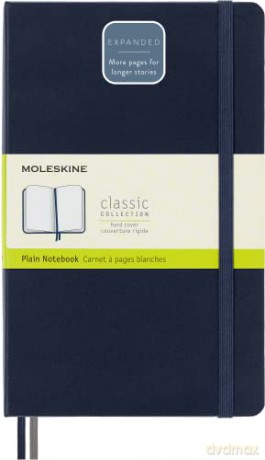 Moleskine - Classic Notebook Expanded, Plain Notebook, Hard Cover and Elastic Closure, Size Large 13 x 21 cm, Colour Sapphire Blue, 400 Pages [KSIĄŻKA]