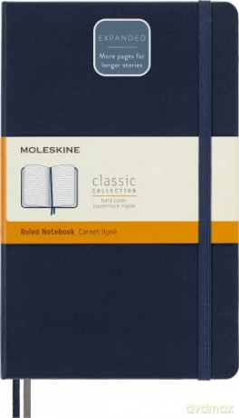Moleskine - Classic Notebook Expanded, Ruled Notebook, Hard Cover and Elastic Closure, Size Large 13 x 21 cm, Colour Sapphire Blue, 400 Pages [KSIĄŻKA]