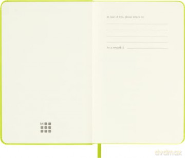 Moleskine - Classic Notebook, Plain Notebook, Hard Cover and Elastic Closure, Size Pocket 9 x 14 cm, Colour Lemon Green, 192 Pages [KSIĄŻKA]