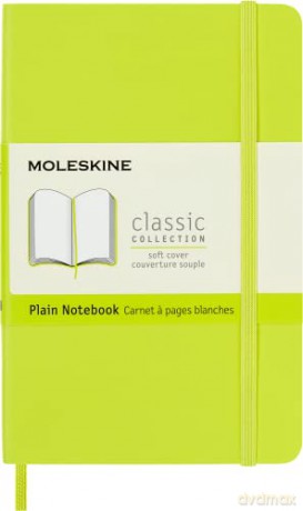 Moleskine - Classic Notebook, Plain Notebook, Soft Cover and Elastic Closure, Size Pocket 9 x 14 cm, Colour Lemon Green, 192 Pages [KSIĄŻKA]