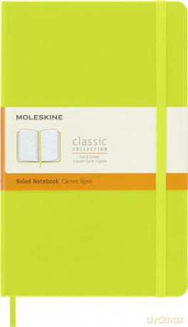 Moleskine - Classic Notebook, Ruled Notebook, Hard Cover and Elastic Closure, Size Large 13 x 21 cm, Colour Lemon Green, 240 Pages [KSIĄŻKA]