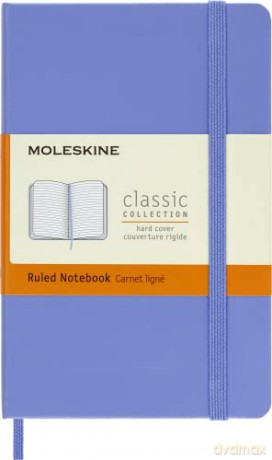 Moleskine - Classic Notebook, Ruled Notebook, Hard Cover and Elastic Closure, Size Pocket 9 x 14 cm, Colour Hydrangea Blue, 192 Pages [KSIĄŻKA]