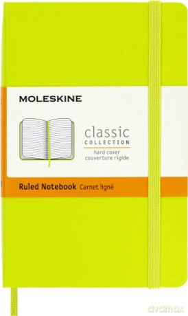 Moleskine - Classic Notebook, Ruled Notebook, Hard Cover and Elastic Closure, Size Pocket 9 x 14 cm, Colour Lemon Green, 192 Pages, 8056420850857 [KSIĄŻKA]