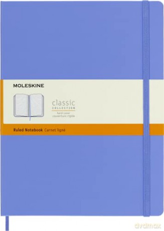 Moleskine - Classic Notebook, Ruled Notebook, Hard Cover and Elastic Closure, Size X-Large 19 x 25 cm, Colour Hydrangea Blue, 192 Pages [KSIĄŻKA]
