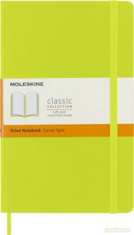 Moleskine - Classic Notebook, Ruled Notebook, Soft Cover and Elastic Closure, Size Large 13 x 21 cm, Colour Lemon Green, 192 Pages [KSIĄŻKA]