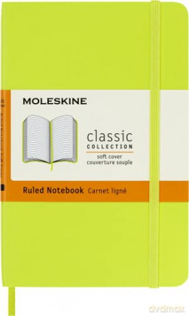 Moleskine - Classic Notebook, Ruled Notebook, Soft Cover and Elastic Closure, Size Pocket 9 x 14 cm, Colour Lemon Green, 192 Pages [KSIĄŻKA]