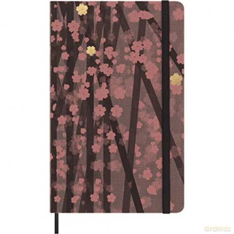Moleskine - Limited Edition Notebook, Sakura Notebook with Themed Graphics, Plain Layout and Fabric Hard Cover, Size Large 13x21 cm, 240 pages [KSIĄŻKA]