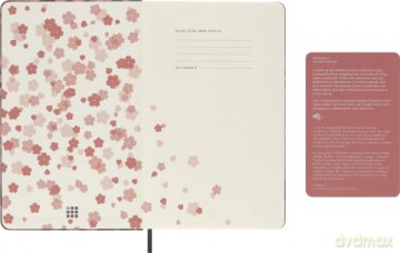 Moleskine - Limited Edition Notebook, Sakura Notebook with Themed Graphics, Plain Layout and Fabric Hard Cover, Size Large 13x21 cm, 240 pages [KSIĄŻKA]