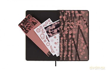 Moleskine - Limited Edition Notebook, Sakura Notebook with Themed Graphics, Plain Layout and Fabric Hard Cover, Size Large 13x21 cm, 240 pages [KSIĄŻKA]