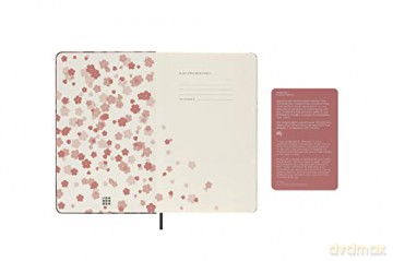 Moleskine - Limited Edition Notebook, Sakura Notebook with Themed Graphics, Plain Layout and Fabric Hard Cover, Size Large 13x21 cm, 240 pages [KSIĄŻKA]