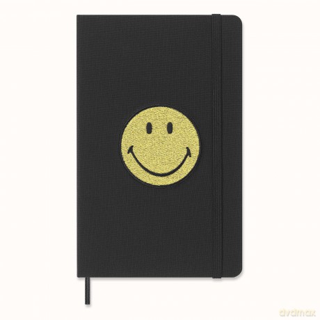 Moleskine - Limited Edition Smiley Ruled Notebook, Hard Cover and Elastic Closure Journal, Size Large 13 x 21 cm, Colour Black - Moleskine [KSIĄŻKA]