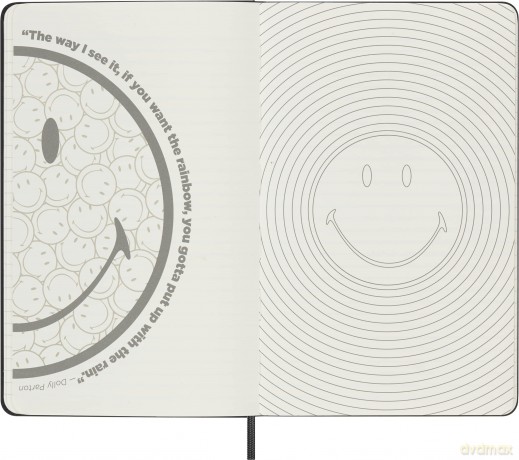 Moleskine - Limited Edition Smiley Ruled Notebook, Hard Cover and Elastic Closure Journal, Size Large 13 x 21 cm, Colour Black - Moleskine [KSIĄŻKA]