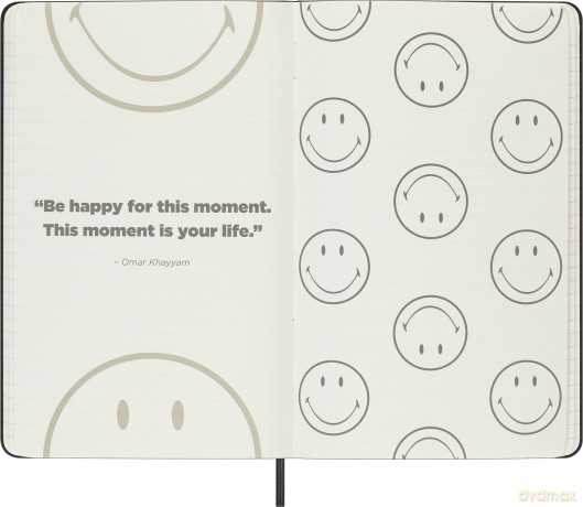 Moleskine - Limited Edition Smiley Ruled Notebook, Hard Cover and Elastic Closure Journal, Size Large 13 x 21 cm, Colour Black - Moleskine [KSIĄŻKA]
