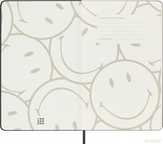 Moleskine - Limited Edition Smiley Ruled Notebook, Hard Cover and Elastic Closure Journal, Size Large 13 x 21 cm, Colour Black - Moleskine [KSIĄŻKA]