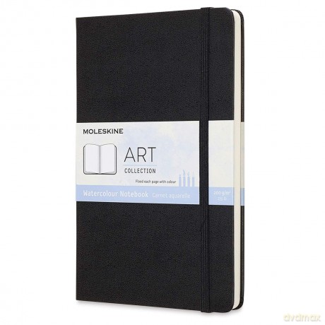 Moleskine 13 x 21 cm Large Art Collection Watercolour Notebook Sketchbook Album for Drawing with Hard Cover, Paper Suitable for Water, Colours and Watercolour Pencils, Black, 72 Pages - Moleskine [KSIĄŻKA]