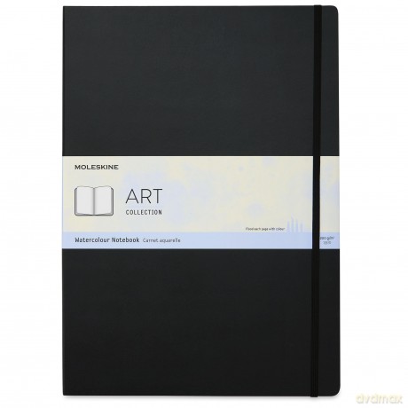 Moleskine 29.7 x 42 cm A3 Size Watercolour Notebook Classic Watercolour Notebook, Paper Suitable for Watercolour Pencils and Paints Hard Cover and Elastic Closure, Colour Black, 60 Pages - Moleskine [KSIĄŻKA]