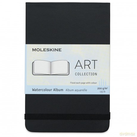 Moleskine 9 x 14 cm Pocket Art Collection Watercolour Album, Sketchbook Hard Cover and Elastic Closure Paper Suitable for Water, Colours and Watercolour Pencils, Colour Black, 60 Pages - Moleskine [KSIĄŻKA]