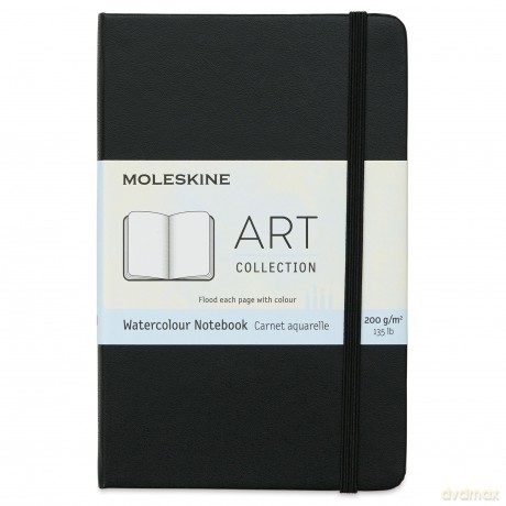 Moleskine 9 x 14 cm Pocket Size Watercolour Notebook Watercolour Notebook, Paper Suitable for Watercolour Pencils and Paints Hard Cover and Elastic Closure, Colour Black, 60 Pages - Moleskine [KSIĄŻKA]