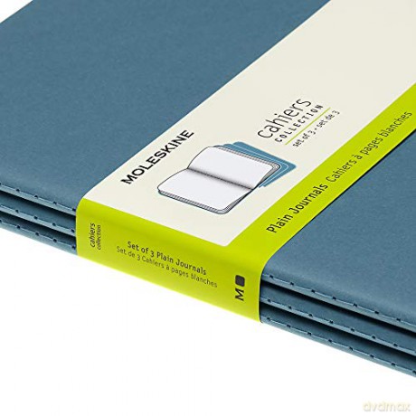 Moleskine Cahier Journal, Set 3 Notebooks with Plain Pages, Cardboard Cover with Visible Cotton Stiching, Colour Brisk Blue, Extra Large 19 x 25 cm, 120 Pages [KSIĄŻKA]
