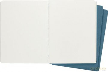 Moleskine Cahier Journal, Set 3 Notebooks with Plain Pages, Cardboard Cover with Visible Cotton Stiching, Colour Brisk Blue, Extra Large 19 x 25 cm, 120 Pages [KSIĄŻKA]