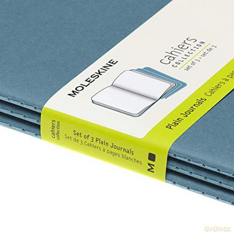 Moleskine Cahier Journal, Set 3 Notebooks with Plain Pages, Cardboard Cover with Visible Cotton Stiching, Colour Brisk Blue, Large 13 x 21 cm, 80 Pages [KSIĄŻKA]