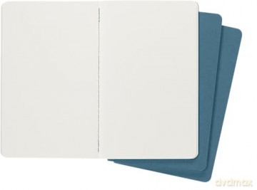 Moleskine Cahier Journal, Set 3 Notebooks with Plain Pages, Cardboard Cover with Visible Cotton Stiching, Colour Brisk Blue, Large 13 x 21 cm, 80 Pages [KSIĄŻKA]