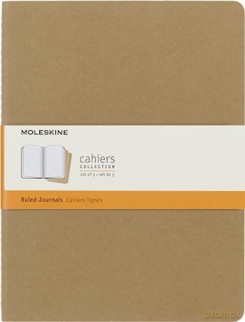 Moleskine Cahier Journal, Set 3 Notebooks with Ruled Pages, Cardboard Cover with Visible Cotton Stiching, Colour Kraft Brown, Extra Large 19 x 25 cm, 120 Pages - Moleskine [KSIĄŻKA]