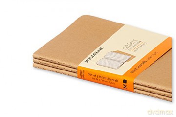 Moleskine Cahier Journal, Set 3 Notebooks with Ruled Pages, Cardboard Cover with Visible Cotton Stiching, Colour Kraft Brown, Pocket 9 x 14 cm, 64 Pages - Moleskine [KSIĄŻKA]