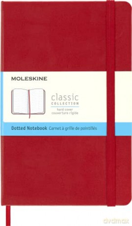 Moleskine Classic Dotted Paper Notebook, Hard Cover and Elastic Closure Journal, Color Scarlet Red, Size Medium 11.5 x 18 cm, 208 Pages [KSIĄŻKA]