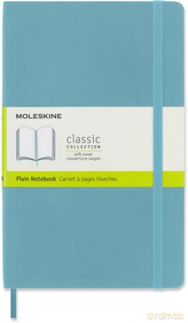 Moleskine Classic Plain Paper Notebook - Soft Cover and Elastic Closure Journal - Color Reef Blue - Large 13 x 21 A5 - 192 Pages - Moleskine [KSIĄŻKA]
