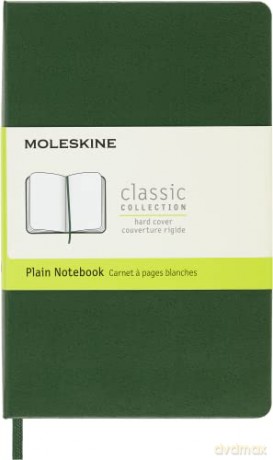 Moleskine Classic Plain Paper Notebook, Hard Cover and Elastic Closure Journal, Color Myrtle Green, Size Pocket 9 x 14 cm, 192 Pages [KSIĄŻKA]