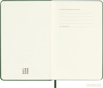 Moleskine Classic Plain Paper Notebook, Hard Cover and Elastic Closure Journal, Color Myrtle Green, Size Pocket 9 x 14 cm, 192 Pages [KSIĄŻKA]
