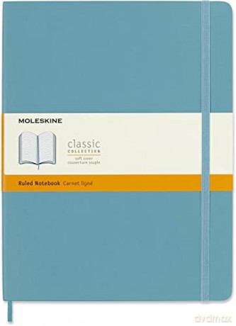Moleskine Classic Ruled Paper Notebook - Soft Cover and Elastic Closure Journal - Color Reef Blue - X- Large 19 x 25 A4 - 192 Pages - Moleskine [KSIĄŻKA]
