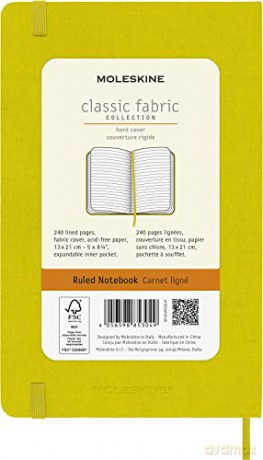 Moleskine Classic Ruled Plain Paper Notebook, Silk Hard Cover and Elastic Closure, Large Size, Colour Hay Yellow - Moleskine [KSIĄŻKA]