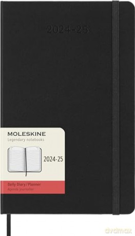 Moleskine Daily Planner 2024-2025, 18-Month Planner 2025, Daily Agenda with Hard Cover and Elastic Closure, Large Size 13 x 21 cm, Color Black - Moleskine [KALENDARZ]