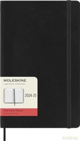 Moleskine Daily Planner 2024-2025, 18-Month Planner 2025, Daily Agenda with Soft Cover and Elastic Closure, Large Size 13 x 21 cm, Color Black [KSIĄŻKA]