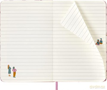 Moleskine Limited Edition Notebook, Sakura Notebook, Lined Layout and Fabric Hard Cover, 9 x 14 cm Pocket Size, Couples Theme and Dark Pink Colour - Moleskine [KSIĄŻKA]