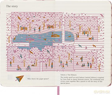Moleskine Limited Edition Notebook, Sakura Notebook, Lined Layout and Fabric Hard Cover, 9 x 14 cm Pocket Size, Couples Theme and Dark Pink Colour - Moleskine [KSIĄŻKA]