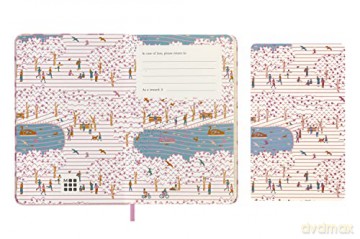 Moleskine Limited Edition Notebook, Sakura Notebook, Lined Layout and Fabric Hard Cover, 9 x 14 cm Pocket Size, Couples Theme and Dark Pink Colour - Moleskine [KSIĄŻKA]