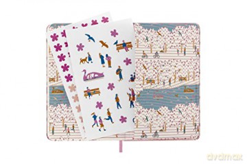 Moleskine Limited Edition Notebook, Sakura Notebook, Lined Layout and Fabric Hard Cover, 9 x 14 cm Pocket Size, Couples Theme and Dark Pink Colour - Moleskine [KSIĄŻKA]