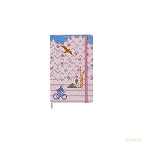 Moleskine Limited Edition Notebook, Sakura Notebook, Lined Layout and Fabric Hardcover, Large 13 x 21 cm, Bicycle Theme and Dark Pink Colour - Moleskine [KSIĄŻKA]
