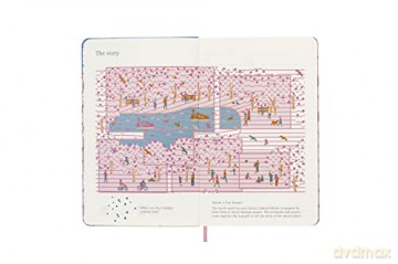 Moleskine Limited Edition Notebook, Sakura Notebook, Lined Layout and Fabric Hardcover, Large 13 x 21 cm, Bicycle Theme and Dark Pink Colour - Moleskine [KSIĄŻKA]