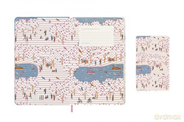 Moleskine Limited Edition Notebook, Sakura Notebook, Lined Layout and Fabric Hardcover, Large 13 x 21 cm, Bicycle Theme and Dark Pink Colour - Moleskine [KSIĄŻKA]