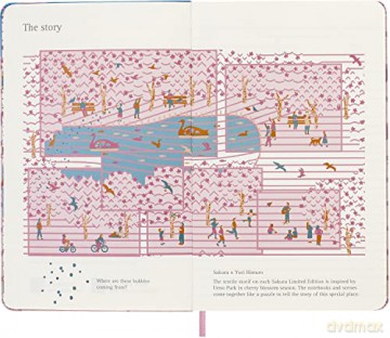 Moleskine Limited Edition Notebook, Sakura Notebook, Lined Layout and Fabric Hardcover, Large 13 x 21 cm, Bicycle Theme and Dark Pink Colour - Moleskine [KSIĄŻKA]